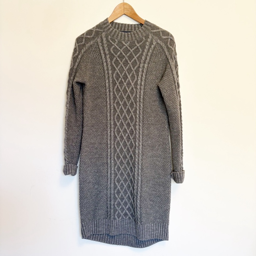 Kiel James Patrick Gray Cable Knit Sweater Dress Small – Classic Preppy Winter S - Picture 2 of 10